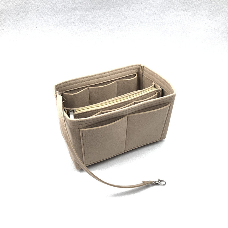 Фелт вложка-органайзер за портфейл с метален цип – организатор за карти за пътуване, формер за чанти тип tote