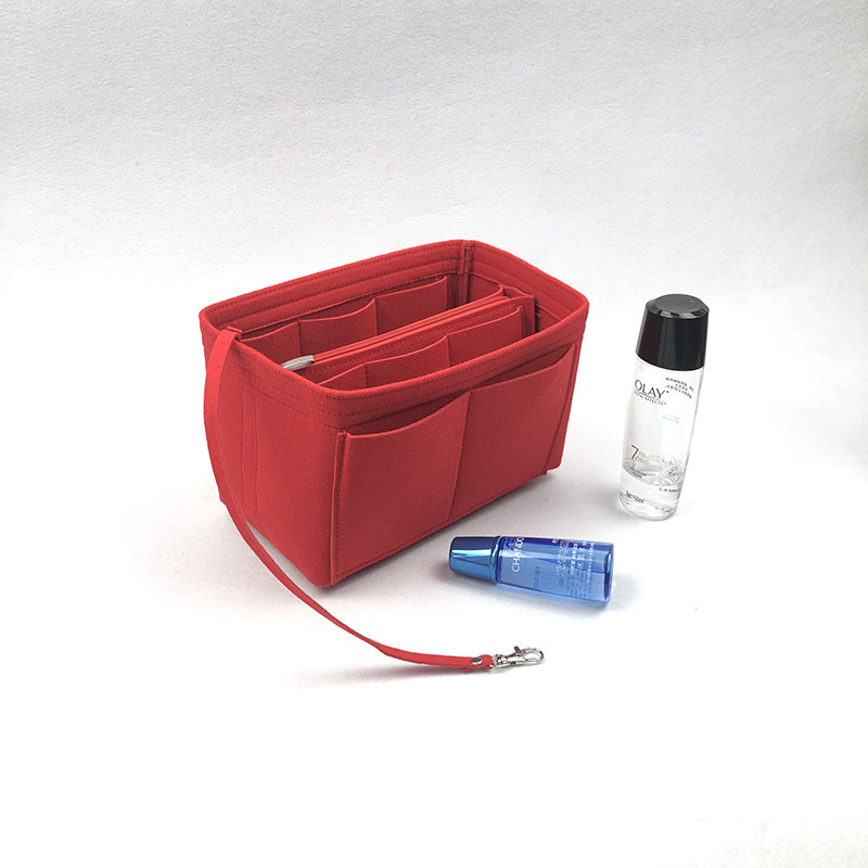 Фелт вложка-органайзер за портфейл с метален цип – организатор за карти за пътуване, формер за чанти тип tote