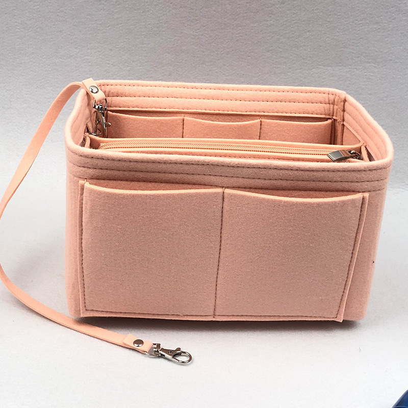 Фелт вложка-органайзер за портфейл с метален цип – организатор за карти за пътуване, формер за чанти тип tote