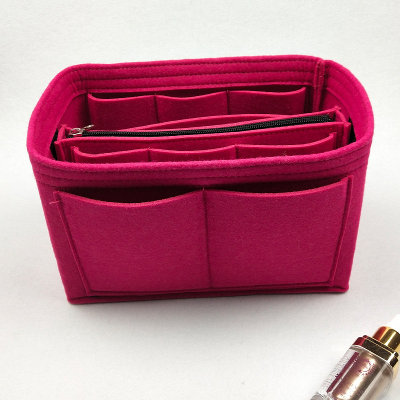 Фелт вложка-органайзер за портфейл с метален цип – организатор за карти за пътуване, формер за чанти тип tote