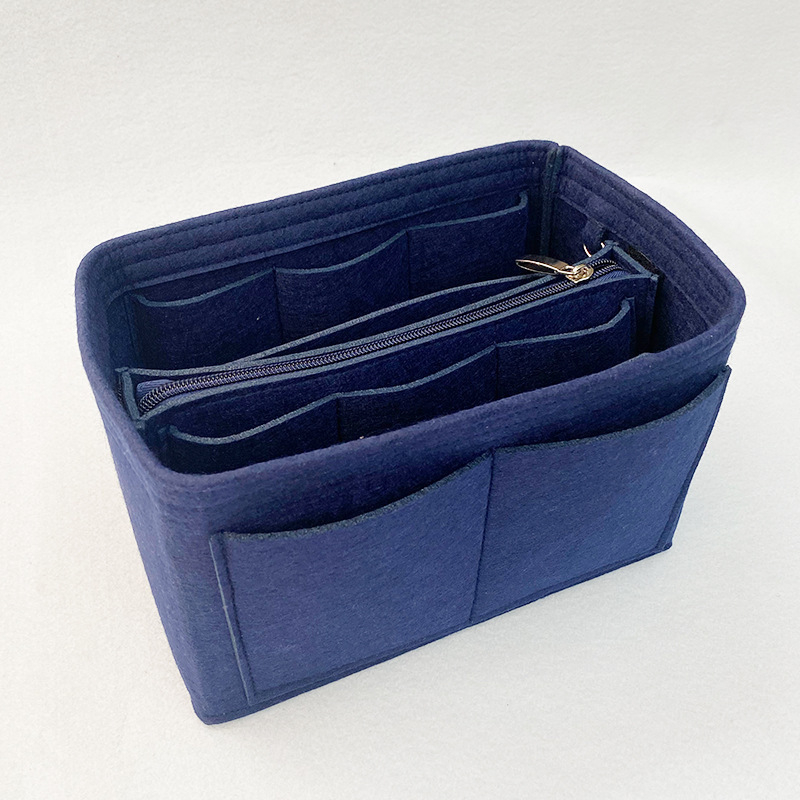 Фелт вложка-органайзер за портфейл с метален цип – организатор за карти за пътуване, формер за чанти тип tote