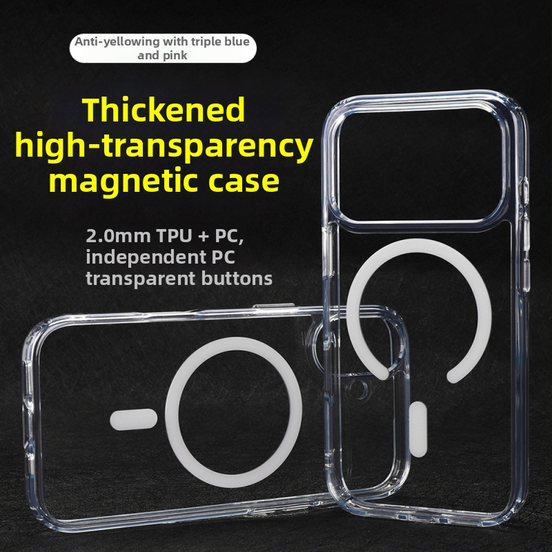 Dvojitý TPU+PC ochranný kryt pre iPhone 12–14 sériu, odolný proti nárazom a Pádu, magnetické priľnutie, TPU rám 2 mm + zadný panel PC 2 mm