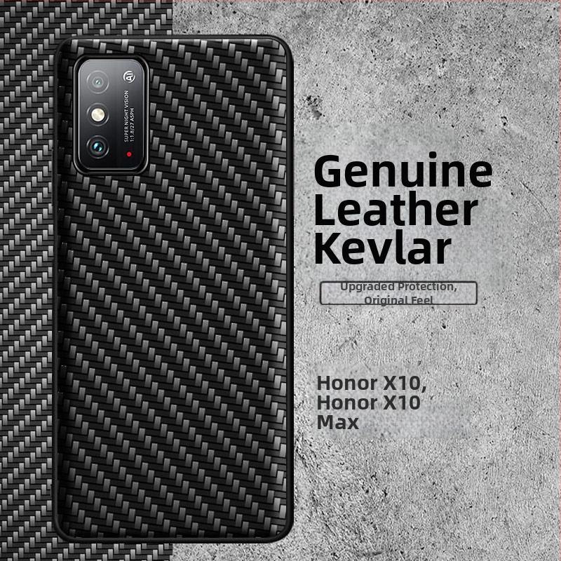 Telefonu vāciņš Huawei Honor X10/X10 Max, pilnīga aizsardzība, kritienu izturība, Kevlar 5G versija, mākslīgā āda, biznesa stils