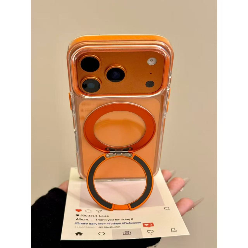 Θήκη προστασίας για συσκευές Apple σε στυλ Ins με 360‑μοιρών στήριγμα, υποστήριξη προσαρμογής.