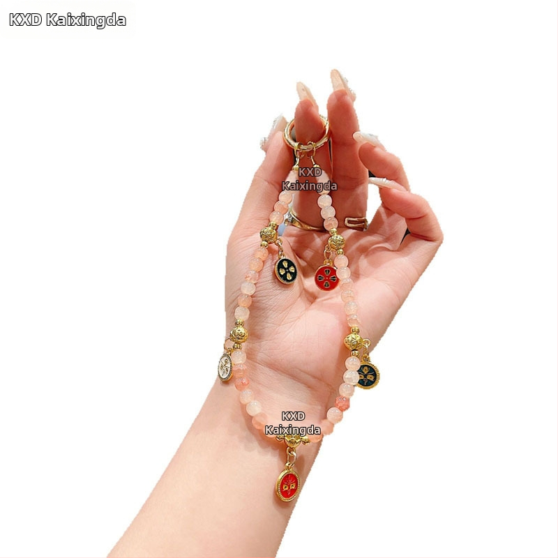 Telefónna šnúrka z korálok, ručne vyrobená, čínskeho štýlu, geometrický príves, PVC materiál, unisex, multifunkčná