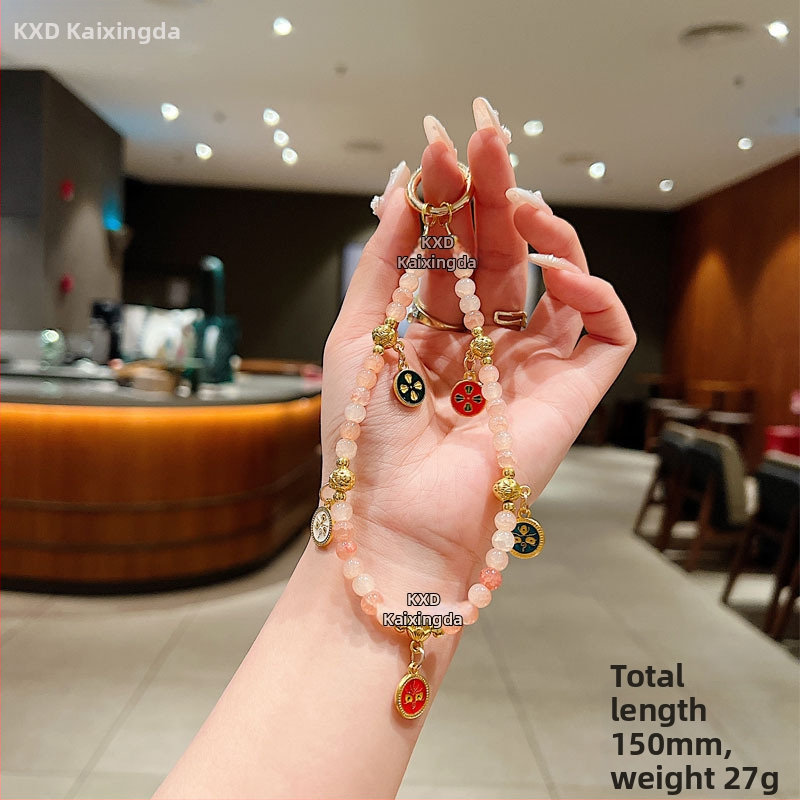 Tālruņa lanyards ar pērļu krellēm, rokdarbs, ķīniešu stilā, ģeometrisks piekariņš, PVC materiāls, universāls, daudzfunkcionāls