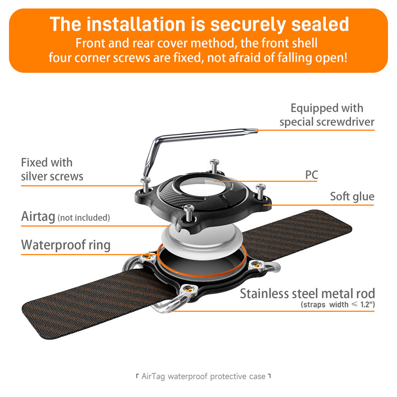 Apple AirTag aizsargkorpuss mājdzīvnieka kaklai ar metāla sprādzi, stingrs korpuss, ūdensizturīgs, injekcijas formēšana