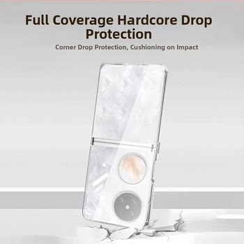 Viengabala silikona korpuss Huawei Pocket 2/S ar salokāmu ekrānu un iekļauto ekrāna aizsargfilmu — caurspīdīgs, pret kritieniem, ar siltuma izkliedi