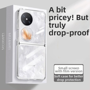 Viengabala silikona korpuss Huawei Pocket 2/S ar salokāmu ekrānu un iekļauto ekrāna aizsargfilmu — caurspīdīgs, pret kritieniem, ar siltuma izkliedi