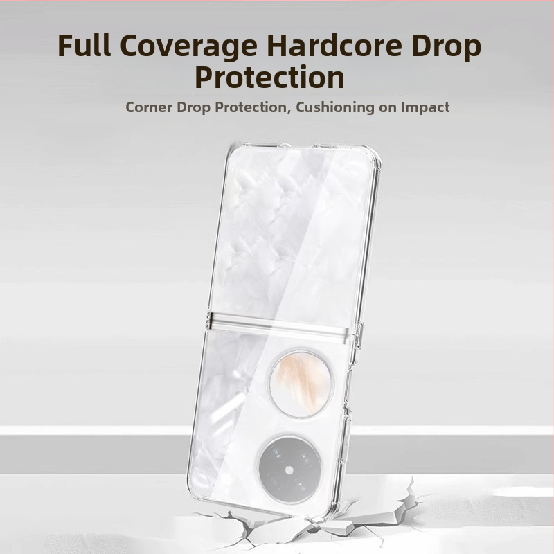 Viengabala silikona korpuss Huawei Pocket 2/S ar salokāmu ekrānu un iekļauto ekrāna aizsargfilmu — caurspīdīgs, pret kritieniem, ar siltuma izkliedi