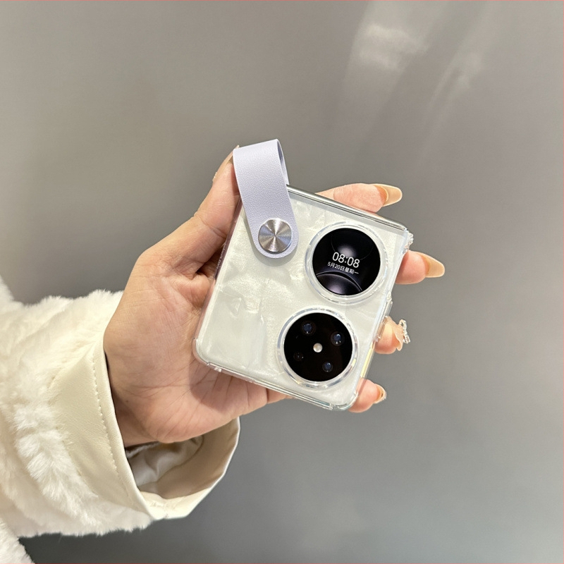 Viengabala silikona korpuss Huawei Pocket 2/S ar salokāmu ekrānu un iekļauto ekrāna aizsargfilmu — caurspīdīgs, pret kritieniem, ar siltuma izkliedi