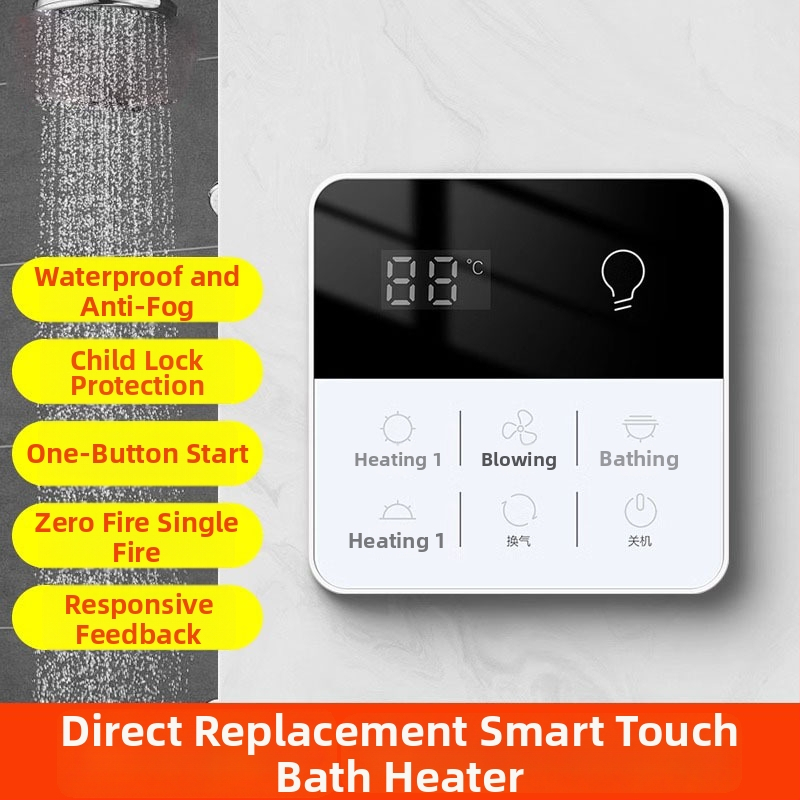 Gudrs vannasistabas apkures kontroles slēdzis ar skārienjūtīgu paneli, ūdensizturīgs, 50–440V, Loose