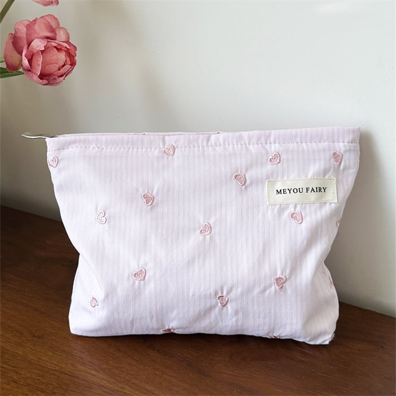 Geantă de cosmetică, cu capacitate mare, mâner de purtare, poliester, model în dungi, căptușeală din pânză