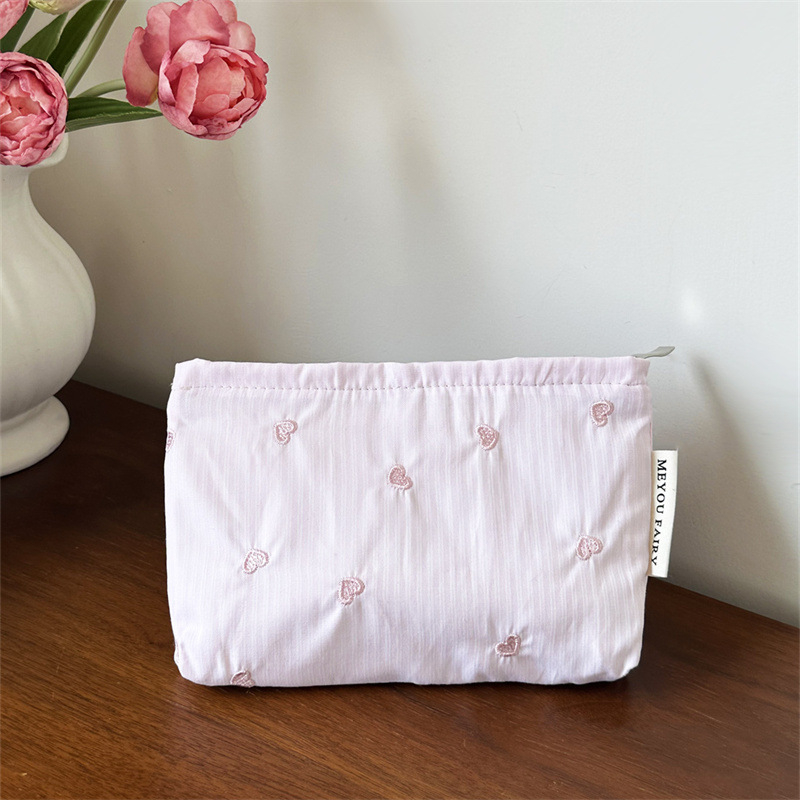 Geantă de cosmetică, cu capacitate mare, mâner de purtare, poliester, model în dungi, căptușeală din pânză