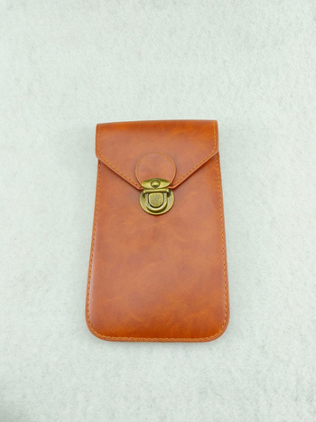 Geantă de talie pentru bărbați din PU, husă pentru telefonul mobil, formă verticală pătrată, căptușeală poliester, model vertical