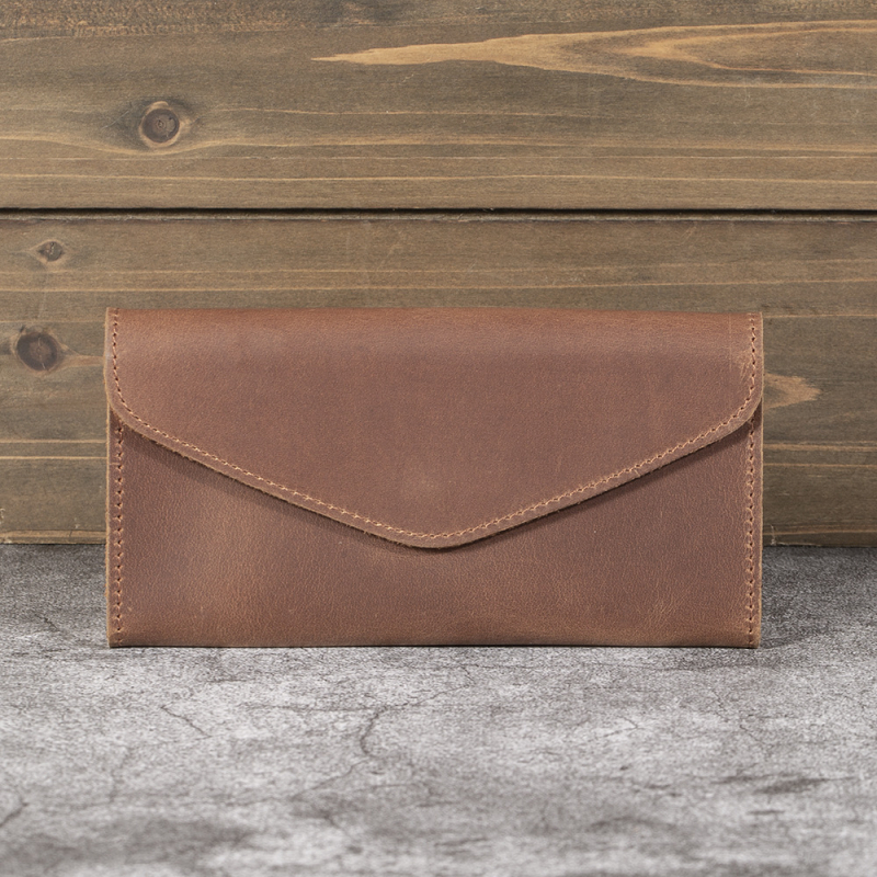 Taška na mobilný telefón z kože Crazy Horse, pravá koža, horizontálny štvorcový tvar, uzatváranie s klapkou, klip na bankovky