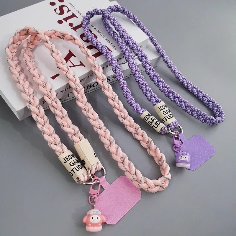 Női telefontok hosszú vállpánttal, műanyag anyag, hőátviteles nyomtatás, női stílus, rajzfilm motívum