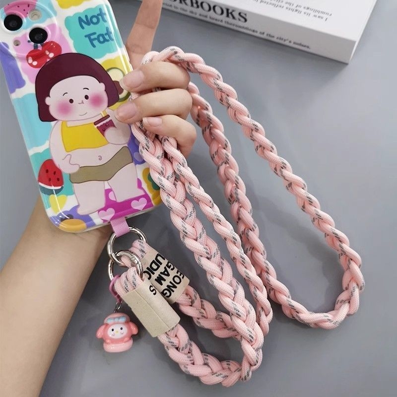 Női telefontok hosszú vállpánttal, műanyag anyag, hőátviteles nyomtatás, női stílus, rajzfilm motívum