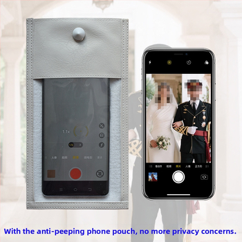 Mobiliojo telefono dėklas su anti-fotografavimo apsauga, stačiakampio dizaino, PVC+PU medžiaga, unisex dizainas, vestuvėms