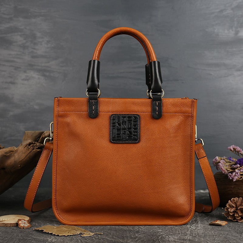 Torba od prave kože Zhuo Liang, vertikalno kvadratna crossbody torba sa zatvaračom, džep za telefon