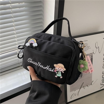 Ženska crossbody torba od najlona, gradski stil, vodoravni kvadratni oblik, zatvarač, unutarnji džep za dokumente