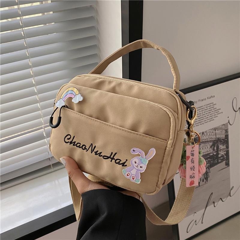 Ženska crossbody torba od najlona, gradski stil, vodoravni kvadratni oblik, zatvarač, unutarnji džep za dokumente