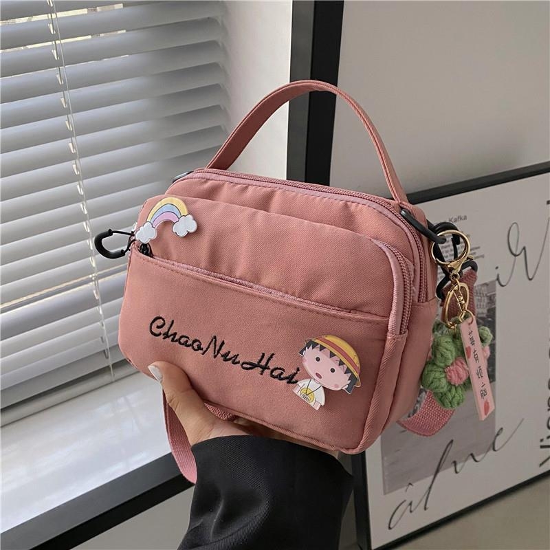 Ženska crossbody torba od najlona, gradski stil, vodoravni kvadratni oblik, zatvarač, unutarnji džep za dokumente
