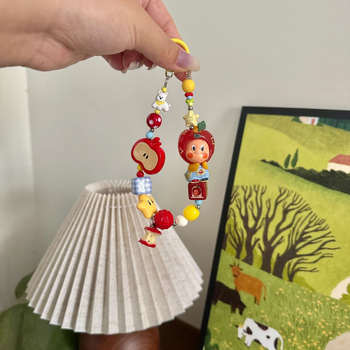 Pandantiv acrilic pentru telefon cu personaj desen animat Stea și mărgele dopamină – unisex, formă desen animat, semi-manual, cod produs 000001