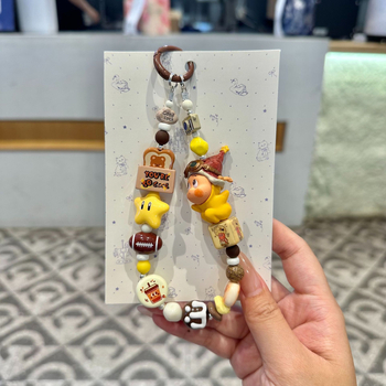 Pandantiv acrilic pentru telefon cu personaj desen animat Stea și mărgele dopamină – unisex, formă desen animat, semi-manual, cod produs 000001