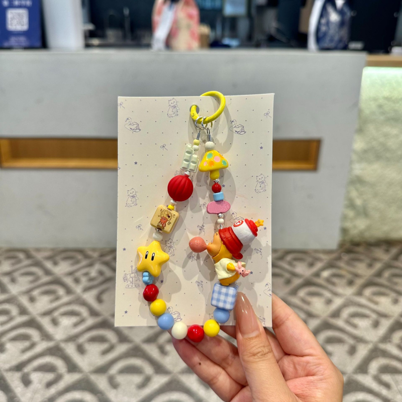 Pandantiv acrilic pentru telefon cu personaj desen animat Stea și mărgele dopamină – unisex, formă desen animat, semi-manual, cod produs 000001