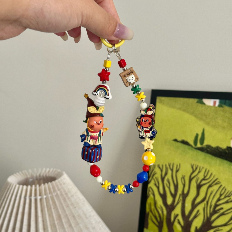 Pandantiv acrilic pentru telefon cu personaj desen animat Stea și mărgele dopamină – unisex, formă desen animat, semi-manual, cod produs 000001