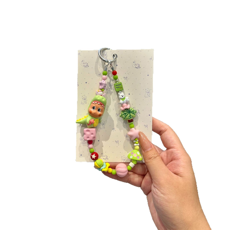 Pandantiv acrilic pentru telefon cu personaj desen animat Stea și mărgele dopamină – unisex, formă desen animat, semi-manual, cod produs 000001