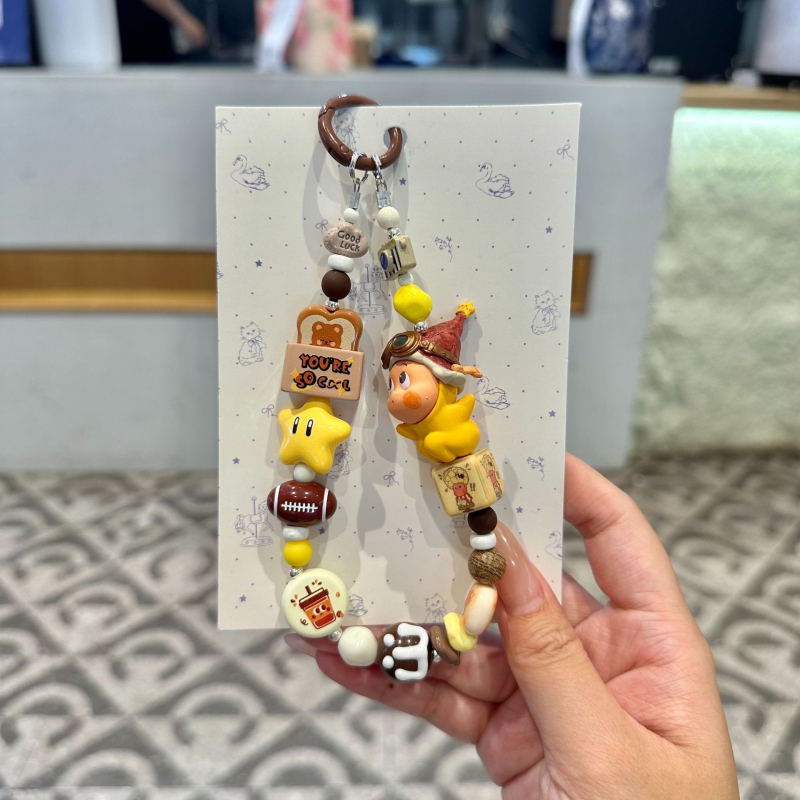 Pandantiv acrilic pentru telefon cu personaj desen animat Stea și mărgele dopamină – unisex, formă desen animat, semi-manual, cod produs 000001