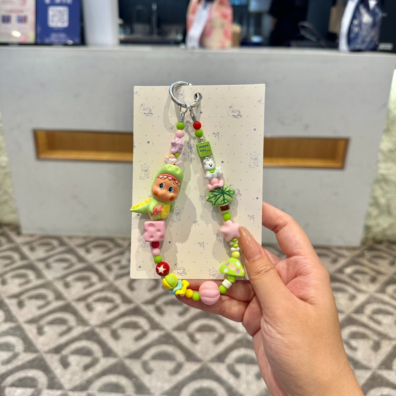 Pandantiv acrilic pentru telefon cu personaj desen animat Stea și mărgele dopamină – unisex, formă desen animat, semi-manual, cod produs 000001