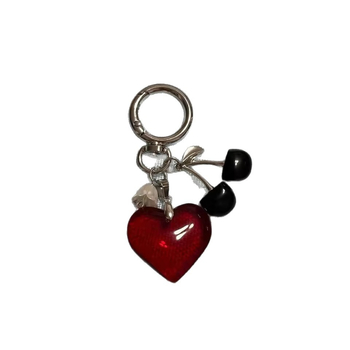 Breloc chei cu pandantiv inimă din sticlă, lucrat manual, stil pastoral, model inimă