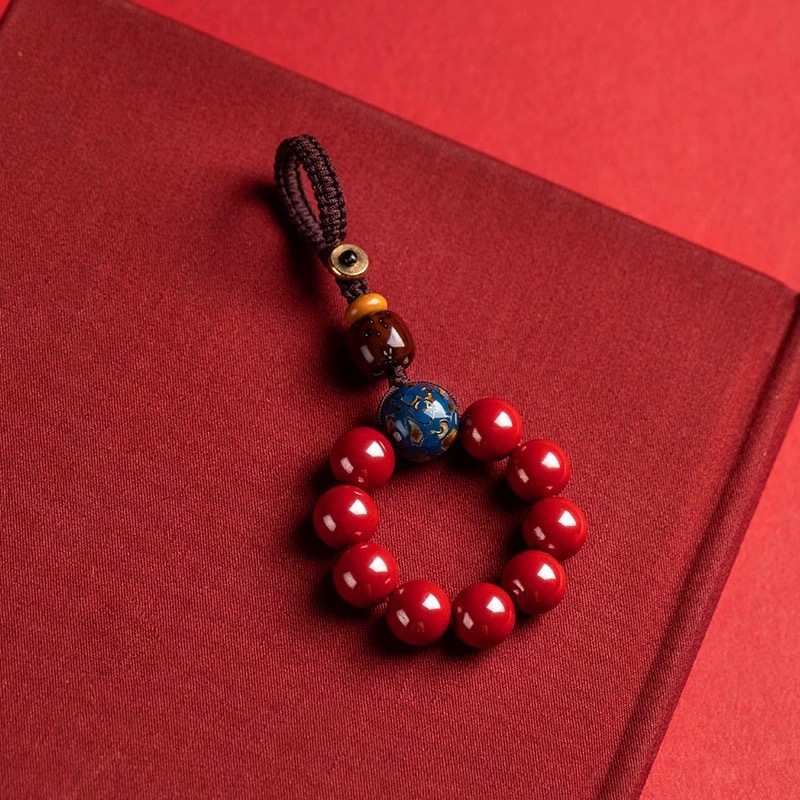 Lanț pentru telefon cu lac cinnabar, finisaj lucios, marcă Jinghui, pandantiv-cheie, design original, model zodiac