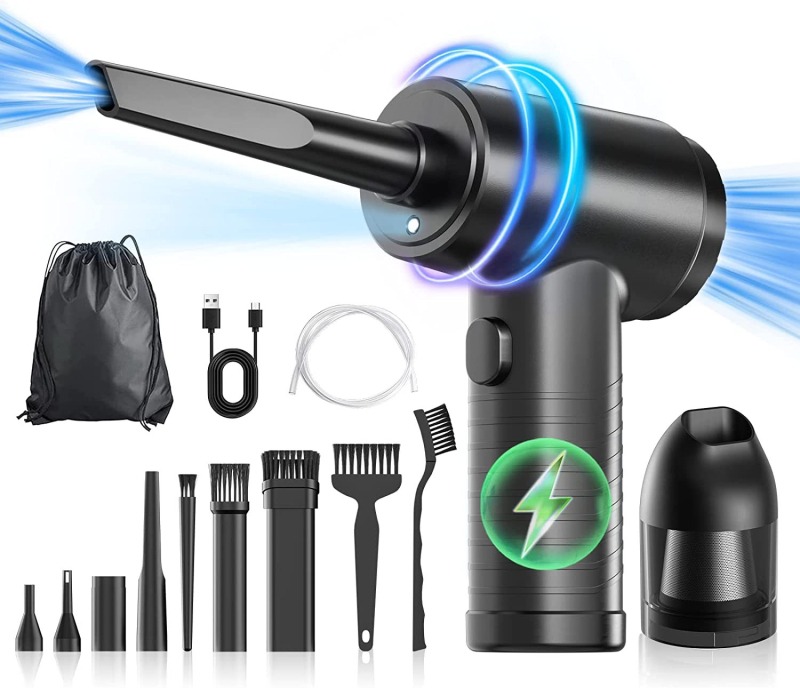 Автомобилен безжичен преносим прахоразпръсквач, 2-в-1 всмукване и духане, с осветление, 11.1V, 65W, 6000Pa