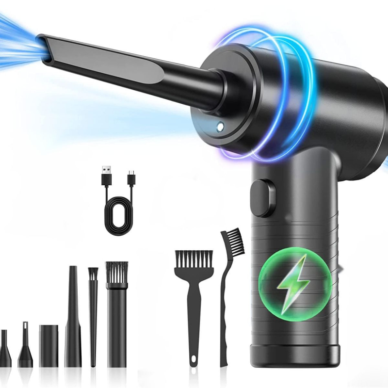 Автомобилен безжичен преносим прахоразпръсквач, 2-в-1 всмукване и духане, с осветление, 11.1V, 65W, 6000Pa