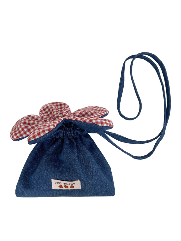 Geantă crossbody din pânză, închidere cu șnur, formă orizontală pătrată, curea de umăr simplă, pentru utilizare zilnică