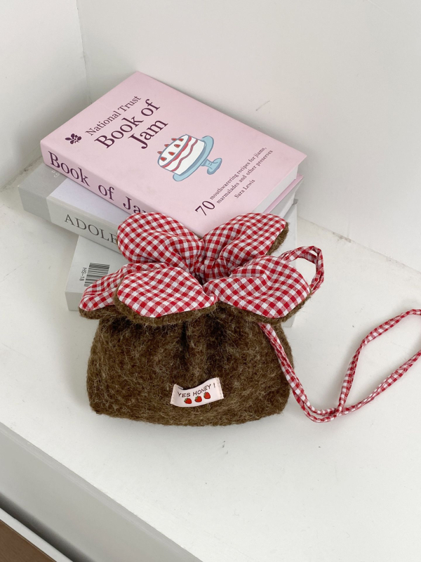 Geantă crossbody din pânză, închidere cu șnur, formă orizontală pătrată, curea de umăr simplă, pentru utilizare zilnică