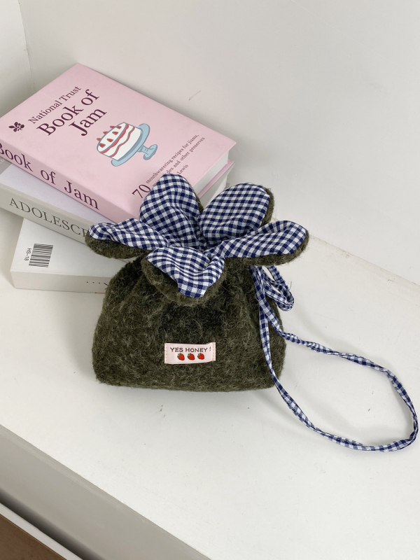 Geantă crossbody din pânză, închidere cu șnur, formă orizontală pătrată, curea de umăr simplă, pentru utilizare zilnică