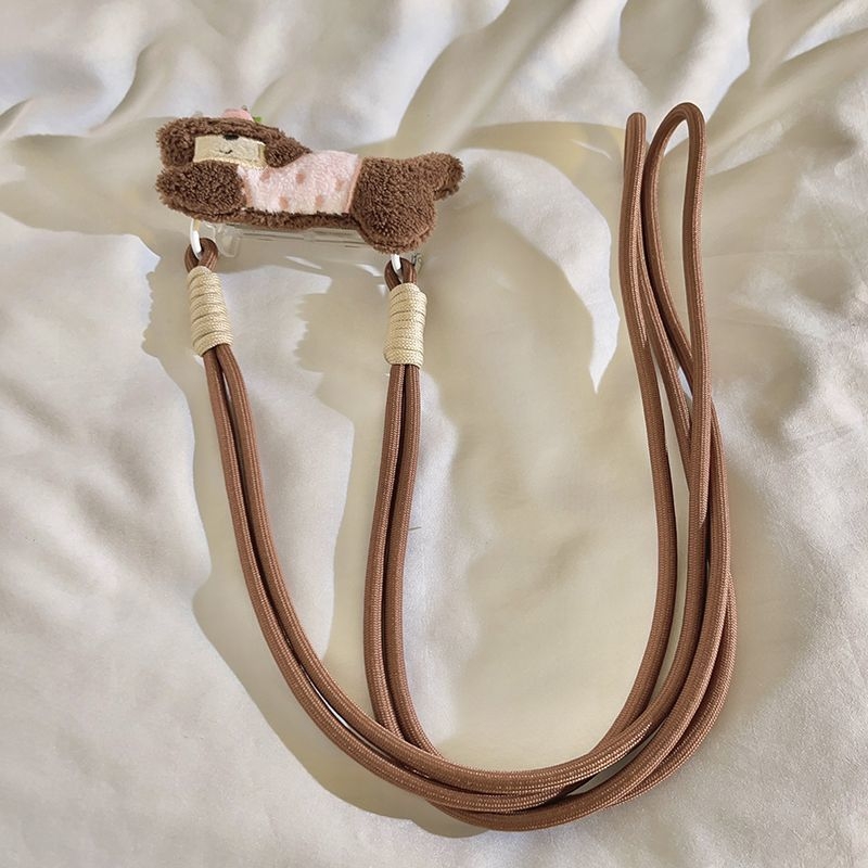 Zi Rui Lanyard pluș pentru telefon cu sfoară PP și cataramă metalică – clips crossbody, stil cuplu