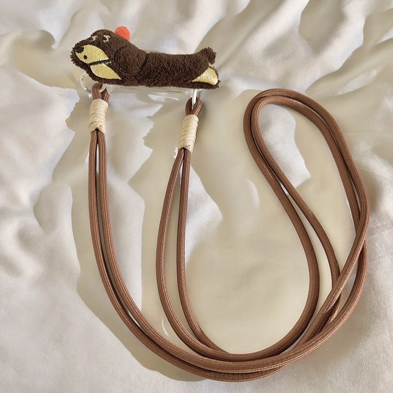 Zi Rui Lanyard pluș pentru telefon cu sfoară PP și cataramă metalică – clips crossbody, stil cuplu