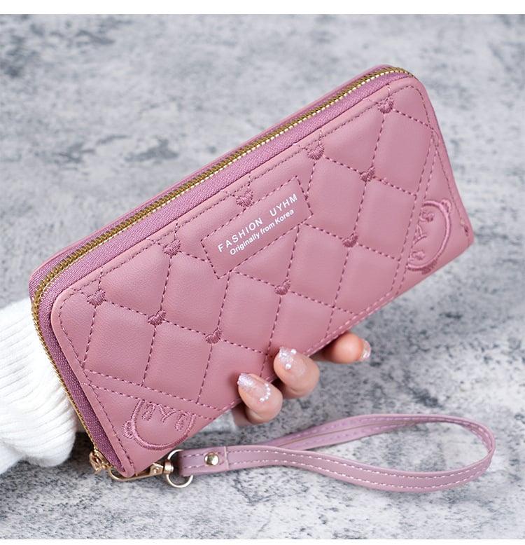 Portofel feminin cu fermoar simplu, capacitate mare, geantă pentru telefon multifuncțională | Material: piele PU | Căptușeală: piele sintetică | Rezistent la uzură | Pentru utilizare zilnică