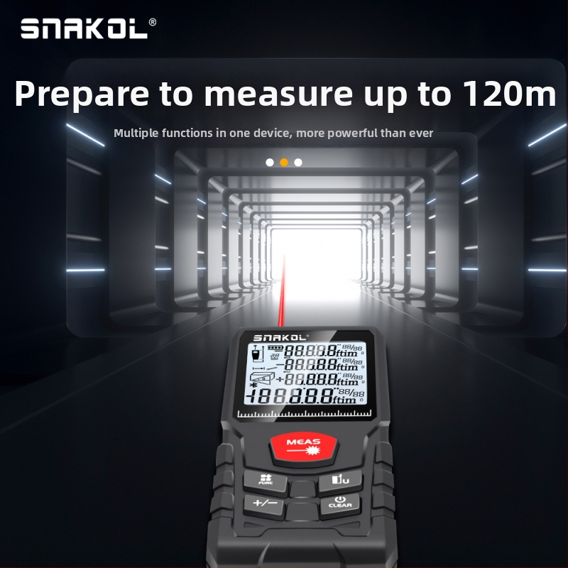 Sniko distanțier laser 120 m, instrument portabil digital infraroșu pentru măsurători în interior