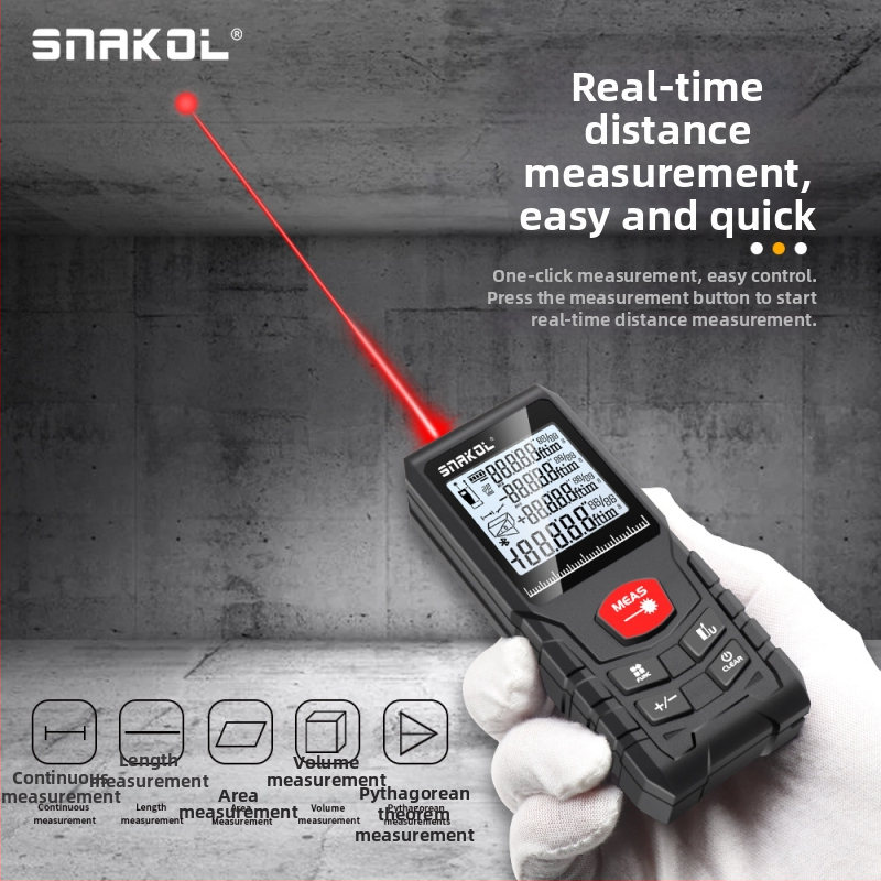 Sniko distanțier laser 120 m, instrument portabil digital infraroșu pentru măsurători în interior