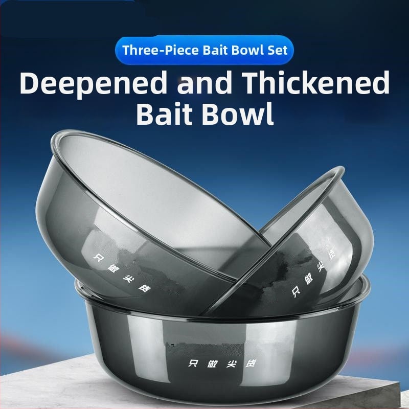 Set de trei piese pentru momeli: vas pentru momeli, tavă pliabilă pentru momeli și vas de amestec