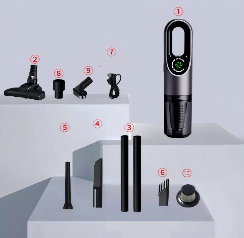 BASDEO aspirator fără fir, manual/vertical, pentru mașină și casă — 16000Pa aspirație, 11.1V, 100W, Reîncărcabil