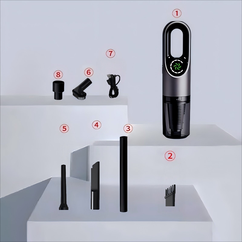 BASDEO aspirator fără fir, manual/vertical, pentru mașină și casă — 16000Pa aspirație, 11.1V, 100W, Reîncărcabil