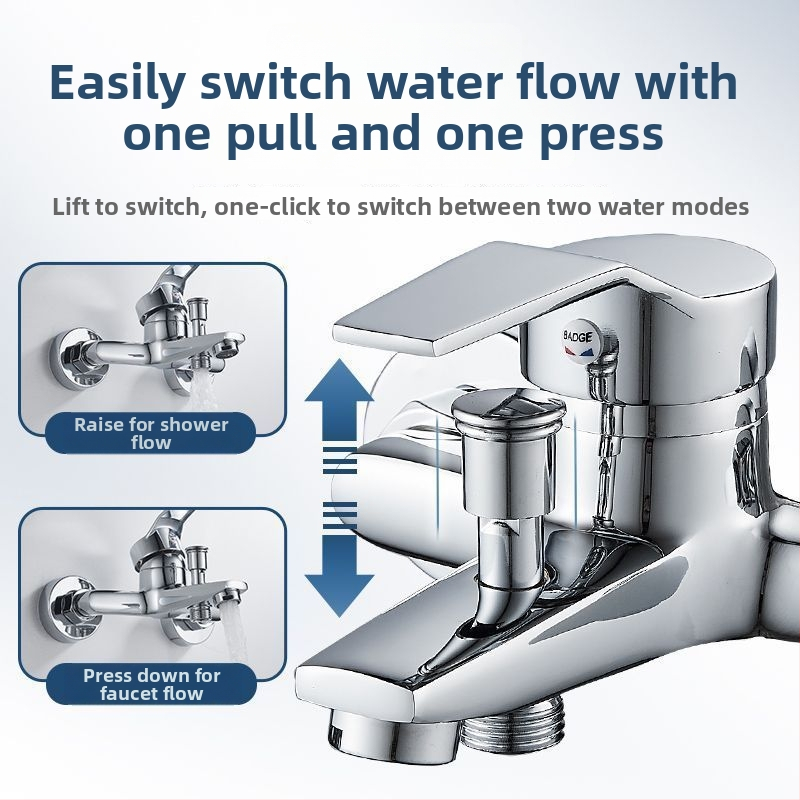 Robinet amestec triplu cald–rece din cupru, pentru cadă și duș, montare pe perete, LT-YS-04, valve cu disc ceramic